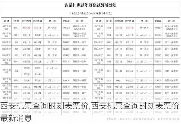 西安机票查询时刻表票价,西安机票查询时刻表票价最新消息