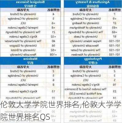 伦敦大学学院世界排名,伦敦大学学院世界排名QS