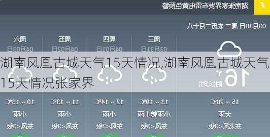 湖南凤凰古城天气15天情况,湖南凤凰古城天气15天情况张家界