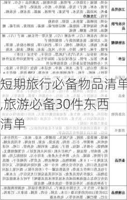 短期旅行必备物品清单,旅游必备30件东西清单