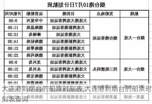 大连港到烟台的船票时刻表,大连港到烟台的船票时刻表查询