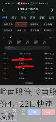 岭南股份,岭南股份4月22日快速反弹