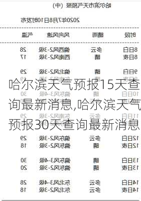 哈尔滨天气预报15天查询最新消息,哈尔滨天气预报30天查询最新消息