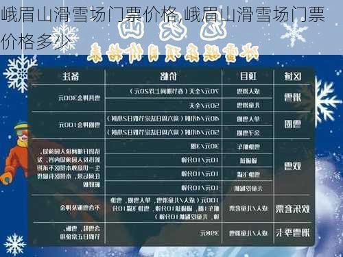 峨眉山滑雪场门票价格,峨眉山滑雪场门票价格多少