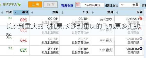 长沙到重庆的飞机票,长沙到重庆的飞机票多少钱一张