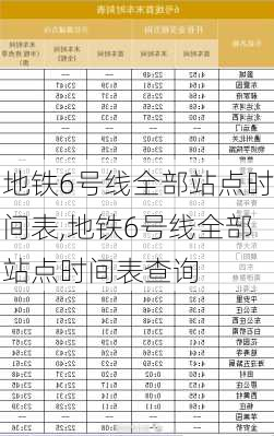 地铁6号线全部站点时间表,地铁6号线全部站点时间表查询