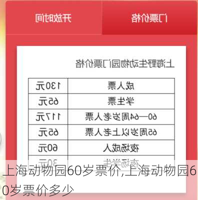 上海动物园60岁票价,上海动物园60岁票价多少