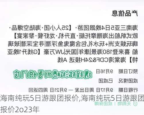 海南纯玩5日游跟团报价,海南纯玩5日游跟团报价2o23年