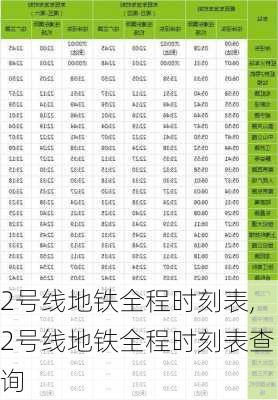 2号线地铁全程时刻表,2号线地铁全程时刻表查询