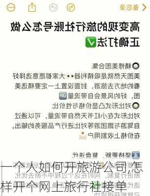 一个人如何开旅游公司,怎样开个网上旅行社接单