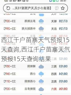 西江千户苗寨天气预报15天查询,西江千户苗寨天气预报15天查询结果