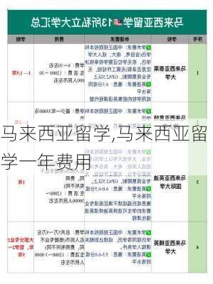 马来西亚留学,马来西亚留学一年费用