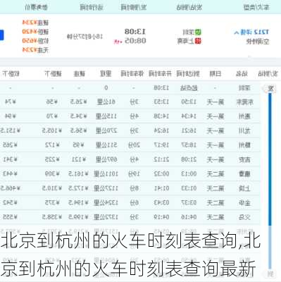 北京到杭州的火车时刻表查询,北京到杭州的火车时刻表查询最新