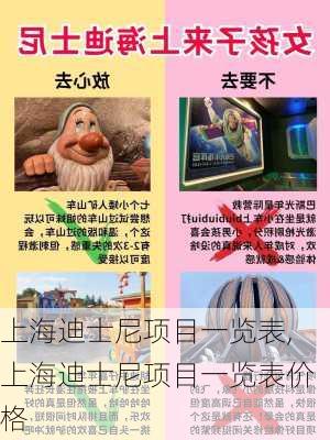 上海迪士尼项目一览表,上海迪士尼项目一览表价格