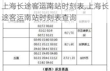 上海长途客运南站时刻表,上海长途客运南站时刻表查询