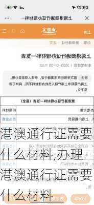 港澳通行证需要什么材料,办理港澳通行证需要什么材料