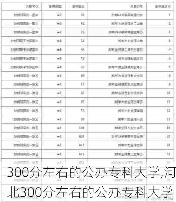 300分左右的公办专科大学,河北300分左右的公办专科大学